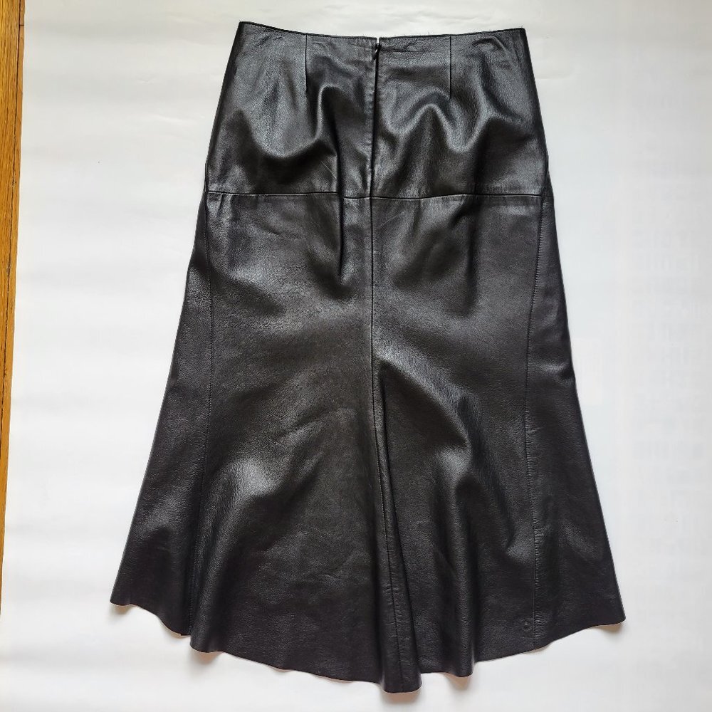 DKNY WOMENS LEATHER SKIRT HI LOW HEM SIZE 6 - Picture 9 of 13